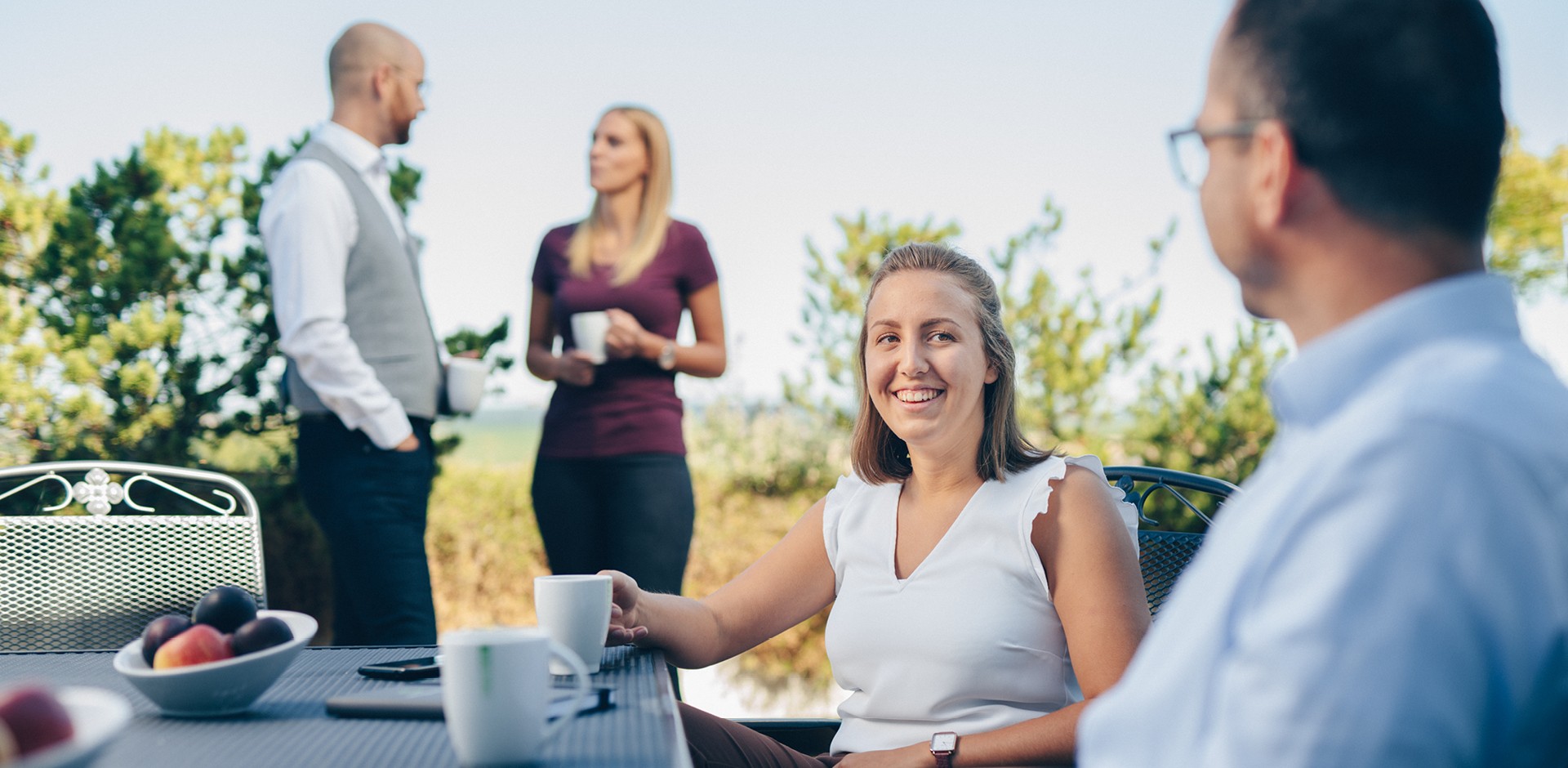 Employee break conversation